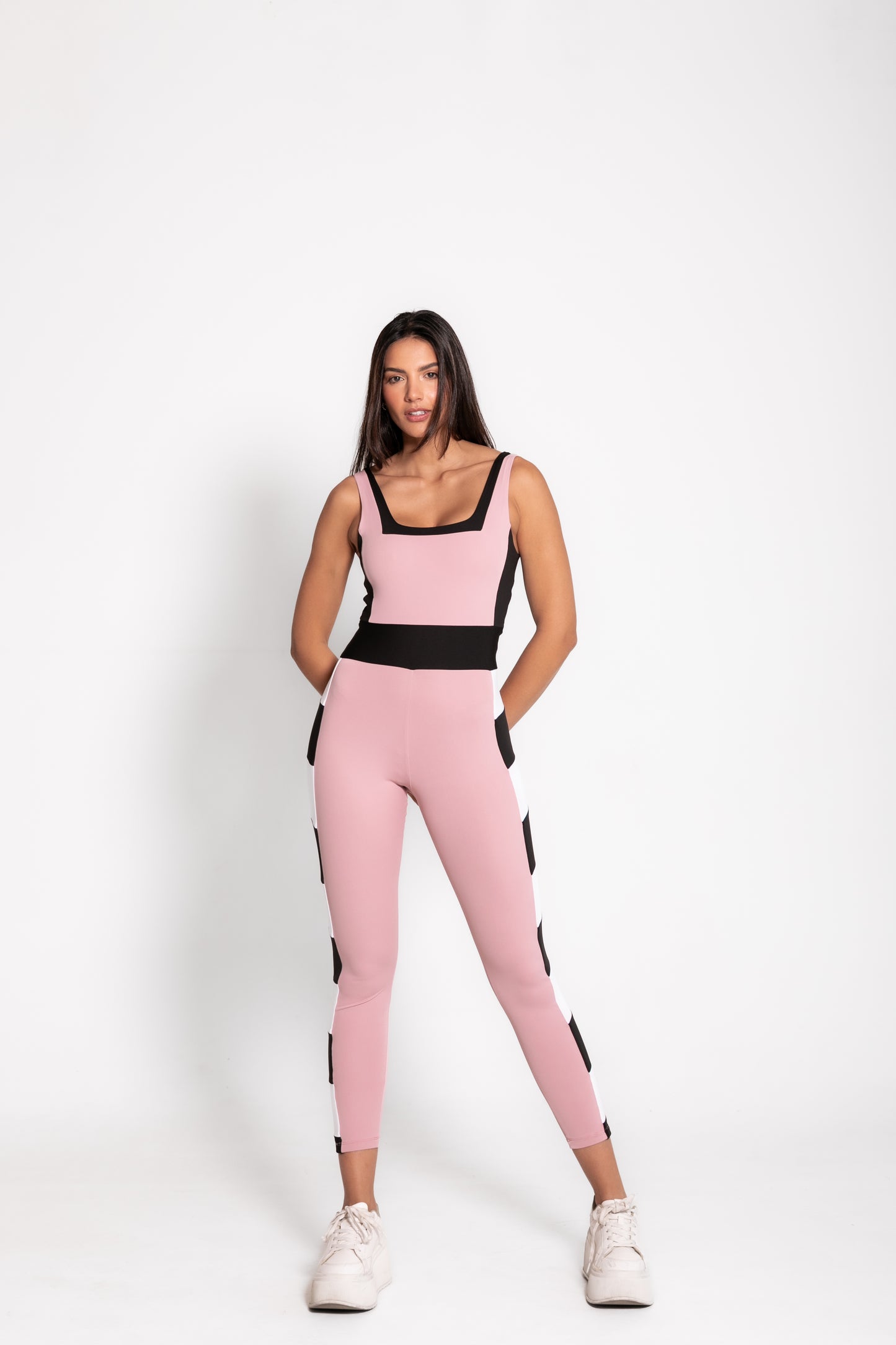 ENTERIZO / PINK, BLACK AND LIGHT GREY