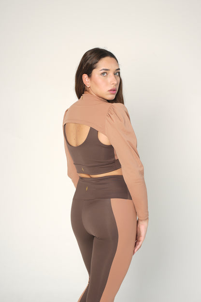 SHOULDER + TOP + LEGGIN / BROWN AND CAMEL