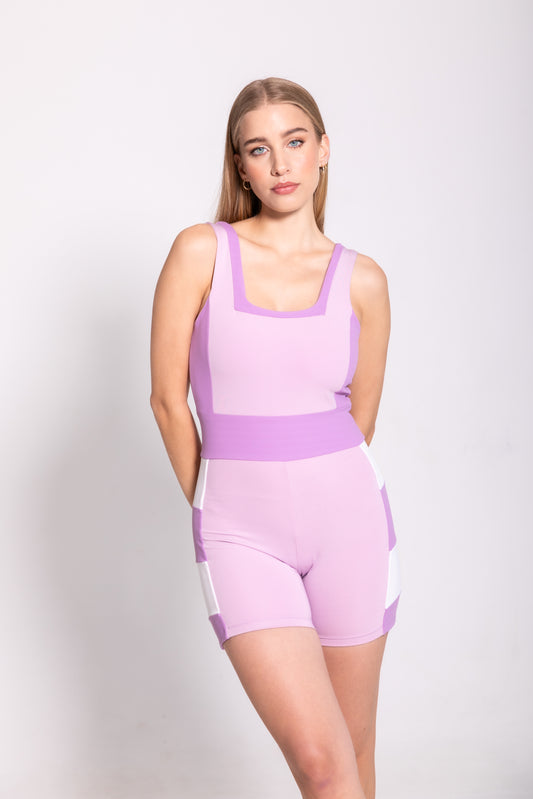 JUMPSUIT / LILAC, LILA OSCURO AND WHITE