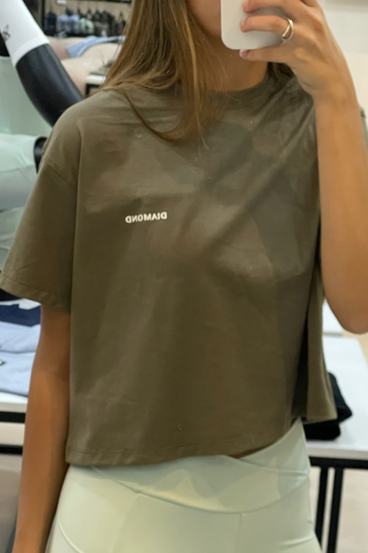 T-SHIRT OVERSIZE CROP BROWN